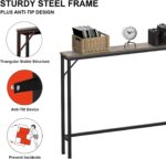 Tohomeor 5.9" Skinny Behind Sofa Console Table with Charging Station 47.2" Narrow Long Behind Couch Table with Power Outlets USB Ports Thin Entry Table for Entryway Living Room Hallway Retro Grey - Image 8
