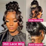 28 Inch 360 Lace Front Wigs Human Hair Drawstring Body Wave Lace Front Wigs Human Hair Pre Plucked 360 HD Full Lace Wig 180 Density Glueless Invisi Strap Frontal Wigs Human Hair for Women - Image 8
