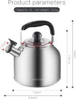 4.2 Quart/4L Stainless Steel Whistling Tea Kettle,Brushed Satin, Suitable to Boiling Water & Tea on Induction Stove, Gas Stove Top - Image 5