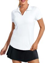 MIER Women's Golf Polo Shirts Collared V Neck Short Sleeve Tennis Shirt, Dry Fit, Moisture Wicking - Image 2
