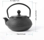 HAWOK Cast Iron Teapot with Stainless Steel Infuser (600ml/20oz) - Image 3