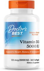 Doctor's Best Vitamin D3 5,000 IU for Healthy Bones, Teeth, Heart and Immune Support, Non-GMO, Gluten-Free, Soy Free, 360 Count (Pack of 1) - Image 2
