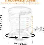 Rotating Makeup Organizer, DIY 8 Adjustable Layers Spinning Skincare Organizer, Cosmetic Display Case with Brush Holder Perfume Tray, Multi-Function Storage Carousel for Vanity Bathroom Countertop - Image 4