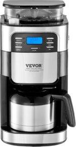 VEVOR Coffee Maker with Grinder, 8 Cup Coffee Machine, Grind and Brew Coffee Maker with 3 Brew Strength Control, 24-Hour Timer for Auto Brew, for Home Office Restaurant - Image 10