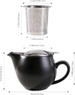 Small Ceramic Teapot With Stainless Steel Infuser, Heat Resistant, Perfect Tea Maker, Black, 350ml/12.0oz - Image 8