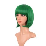 MapofBeauty 12 Inch/30 cm Fashion Lady Short Straight Flat Bangs Bob Wig (Green) - Image 4
