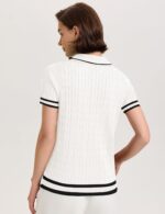 Micoson Womens Short Sleeve Lightweight Sweater Tops Lapel V Neck Cable Knit Polo Shirts Summer Loose Casual Outfits 2025 - Image 4