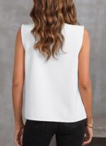 EVALESS Womens Pleated Tank Tops V Neck Casual Sleeveless Blouses Summer Basic Vest Shirt - Image 5