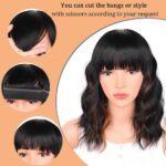 Black Mixed Brown Wig for Black Women 14 Inch Short Wavy Hair Wigs Curly Bob Wig with Bangs Wigs Shoulder Length Wigs for Black Women Bob Style Synthetic Heat Resistant - Image 7