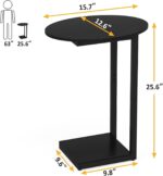 Hosfais Small Side Table End Table, C-Shaped Wood Coffee Table TV Tray for Eating Couch Tables for Small Space, Living Room, Bedroom, Couch, Small Spaces (Black 2 Pack) - Image 4