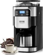 VEVOR Coffee Maker with Grinder, 8 Cup Coffee Machine, Grind and Brew Coffee Maker with 3 Brew Strength Control, 24-Hour Timer for Auto Brew, for Home Office Restaurant - Image 2