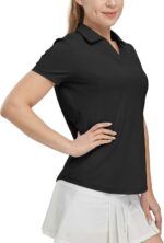 BGOWATU Women's Short Sleeve Golf Tennis Polo Shirts V Neck Collared Workout Tops UV Protection Dry Fit - Image 3
