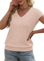 WIHOLL Short Sleeve Sweater for Women V Neck Trendy Summer Tops 2025 Beach Vacation Clothes Travel Business Casual Outfits - Image 5
