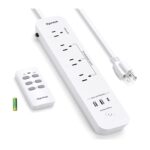 Remote Control Power Strip with 3 USB Surge Protector Power Strip with 3 RF Controlled Outlets, 5ft Extension Cord, 15A/1875W Remote Control Outlet for Household and Workstation Appliances - Image 2