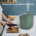 CHACEEF Mini Rice Cooker 2 Cups Uncooked, 1.2L Rice Cooker Small, Portable Non-Stick Small Travel Rice Maker, BPA Free, Smart Control Multifunction Cooker with 24 Hours Timer Delay & Keep Warm Function, Green - Image 8