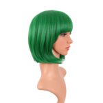 MapofBeauty 12 Inch/30 cm Fashion Lady Short Straight Flat Bangs Bob Wig (Green) - Image 3