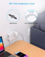 Surge Protector Power Strip, HANYCONY Extension Cord with Multiple Outlets, 5 Ft Ultra Thin Flat Plug 8 Outlets 4 USB Ports(2USB C), 1080J Outlet Extender for Home Office College Dorm Room Essentials - Image 8