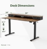 Agilestic 55 x 24 Inches Height Adjustable Electric Standing Desk with 2 Drawers, Stand Up Electric Desk Adjustable Height, Sit Stand Computer Gaming Table with Splice Board, Rustic Brown - Image 4