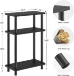Apicizon Small Narrow Side Table, 3-Tier Skinny End Table with Storage Shelf, Slim Nightstand Bedside Table for Small Spaces, Living Room, Bderoom, Black - Image 3