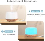 Aromatherapy Essential Oil Home Diffuser with Remote Control, 300ML Large Room Cool Mist Air Humidifier, 8 Hours Quiet Operation, Timer, 7 Colors LED Night Night，Suitable Home,Yoga. - Image 3