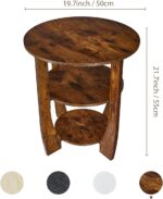 Round End Table with Storage Shelf,3 Tier Modern Side Table, Sofa Recliner Side Table,Accent Coffee Table,Nightstand for Living Room Bedroom for Small Spaces,19.7" D x 21.7" H - Image 4