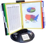 Ultimate Office AdjustaView 10-Pocket Desk Reference Organizer with Supplies Storage Base and EZ-Load Pockets to Hold 20 Sheets of Paper, Includes Fast Find Indexing Tabs (Colored Pockets) - Image 2