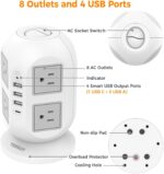 Tower Surge Protector Power Strip 10 ft, TESSAN Long Flat Extension Cord with Multiple Outlets, 8 AC Outlets with 4 USB Ports (1 USB C), Charging Station with Surge Protection, for Home Office Dorm - Image 6