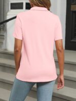 Womens Polo Shirts Short Sleeve Button Lapel Collared Summer Tops Business Casual Basic Tees - Image 5
