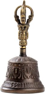Tibetan Dharma Object Bell and Bajra Set - Alter Pray Singing Bowl Hand Bell Handmade Buddhist Meditation Bell by Himalayan Bazaar (14cm x 7.3cm) - Image 3
