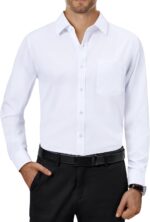 Alimens & Gentle Mens Dress Shirts 4-Way Stretch Long Sleeve Collared Casual Solid Wedding Dating Button Down Shirt - Image 2