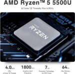 TRIGKEY S5 AMD Ryzen 5 5500U Mini PC, 5500U (6C/12T, Up to 4.0GHz) Micro Computer, 16GB DDR4 3200MHz| 500GB M.2 2280 NVME SSD, Small PC 4K Triple Displays, WiFi 6+BT5.2+2.5G LAN, DP/HDMI/USB3.2 * 3 - Image 4