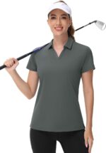 TACVASEN Women's V-Neck Polo Shirts UPF 50+ Short Sleeve Sun Protection Quick Dry Golf Polos Collared Shirt - Image 6