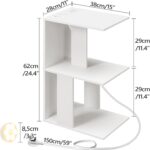 End Table with Charging Station, Narrow Side Table for Small Spaces with USB Ports and Outlets, Bedside Nightstand with Light, Narrow Table for Living Room, White ETWT18E01Z - Image 4
