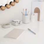 Aesthetic Desk Organizer Set of 3 For Your Office - Sturdy Concrete Desktop Accessories For Women or Men Enhance Any Office Decor - Set incl. Pen Holder, Paperclip Storage and Sticky Note Holder - Image 3