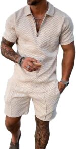 Mens Short Sets 2 Piece Outfits Polo Shirt Fashion Summer Tracksuits Casual Set Short Sleeve and Shorts Set for Men - Image 2