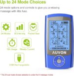 AUVON Rechargeable TENS Unit Muscle Stimulator, 24 Modes 4th Gen TENS Machine with 8pcs 2"x2" Premium Electrode Pads for Pain Relief - Image 4