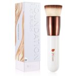 DUcare Foundation Brush,Flat Top Kabuki Brush Synthetic Professional Makeup Brush Liquid Blending Mineral Powder Buffing Stippling Makeup Tools, Rose Golden/White - Image 2