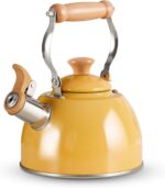 ROCKURWOK Tea Kettle, Tea Pot with Cool Touch Ergonomic Handle, Teapot Food Grade Stainless Steel, Tea Kettle Stovetop, Kettle Teapot, Whistling Tea Kettle, Small Tea Kettle, 1.6 Quart (Yellow) - Image 2
