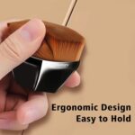 Foundation Makeup Brush Flat Top Kabuki Hexagon Face Blush Liquid Powder Foundation Brush for Blending Liquid, Cream or Flawless Powder Cosmetics with Bonus Protective Case (Black) - Image 4