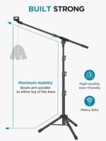 InnoGear Microphone Stand, Tripod Boom Arm Floor Mic Stand Height Adjustable Heavy Duty with Carrying Bag 2 Mic Clips 3/8" to 5/8" Adapter for Singing Podcast for Blue Yeti Shure SM58 SM48 Samson Q2U - Image 5
