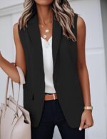 IDEALSANXUN Womens Vest Fashion Dressy Notch Lapel Sleeveless Blazer Suit Jackets Office Work Clothes - Image 4