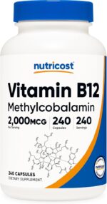Nutricost Vitamin B12 (Methylcobalamin) 2000mcg, 240 Capsules - Vegetarian Caps, Non-GMO, Gluten Free B12 Supplement - Image 2