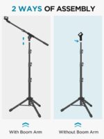 InnoGear Microphone Stand, Tripod Boom Arm Floor Mic Stand Height Adjustable Heavy Duty with Carrying Bag 2 Mic Clips 3/8" to 5/8" Adapter for Singing Podcast for Blue Yeti Shure SM58 SM48 Samson Q2U - Image 7