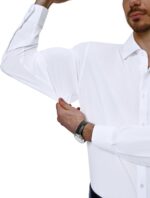 Alimens & Gentle Mens Dress Shirts 4-Way Stretch Long Sleeve Collared Casual Solid Wedding Dating Button Down Shirt - Image 4