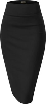 Hybrid & Company Women's Premium Nylon Ponte Stretch High Waist Pencil Suit Skirt Below Knee - Image 2