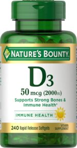 Nature's Bounty Vitamin D3, Immune and Bone Support, Vitamin Supplement, 2000IU, 240 Rapid Release Softgels - Image 2