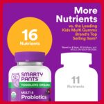 SmartyPants Organic Toddler Multivitamin Gummies: Probiotics, Omega 3 (ALA), Vitamin D3, C, Vitamin B12, B6, A, K & Zinc, Beta Carotene, Gluten Free, Three Fruit Flavors, 60 Count (30 Day Supply) - Image 6