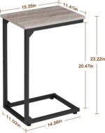 AMHANCIBLE C Shaped End Table Set of 2, Couch Tables That Slide Under, TV Tray Snack Table for Sofa, Small Side Table for Couch, Small Space, Living Room, Greige HET02CGY - Image 3