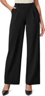 IUGA Womens Dress Pants Wide Leg Pull On Stretchy Work Pants Women High Waisted Business Casual Trousers with Pockets - Image 2