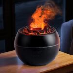 Essential Oil Diffuser, Volcano Fire Flame Aromatherapy Diffuser, 360ml Ultrasonic Cool Mist Humidifier, Scent Aroma Diffuser with 7 Colors Light, Timer & Auto Shut-Off for Home, Room (Black) - Image 2